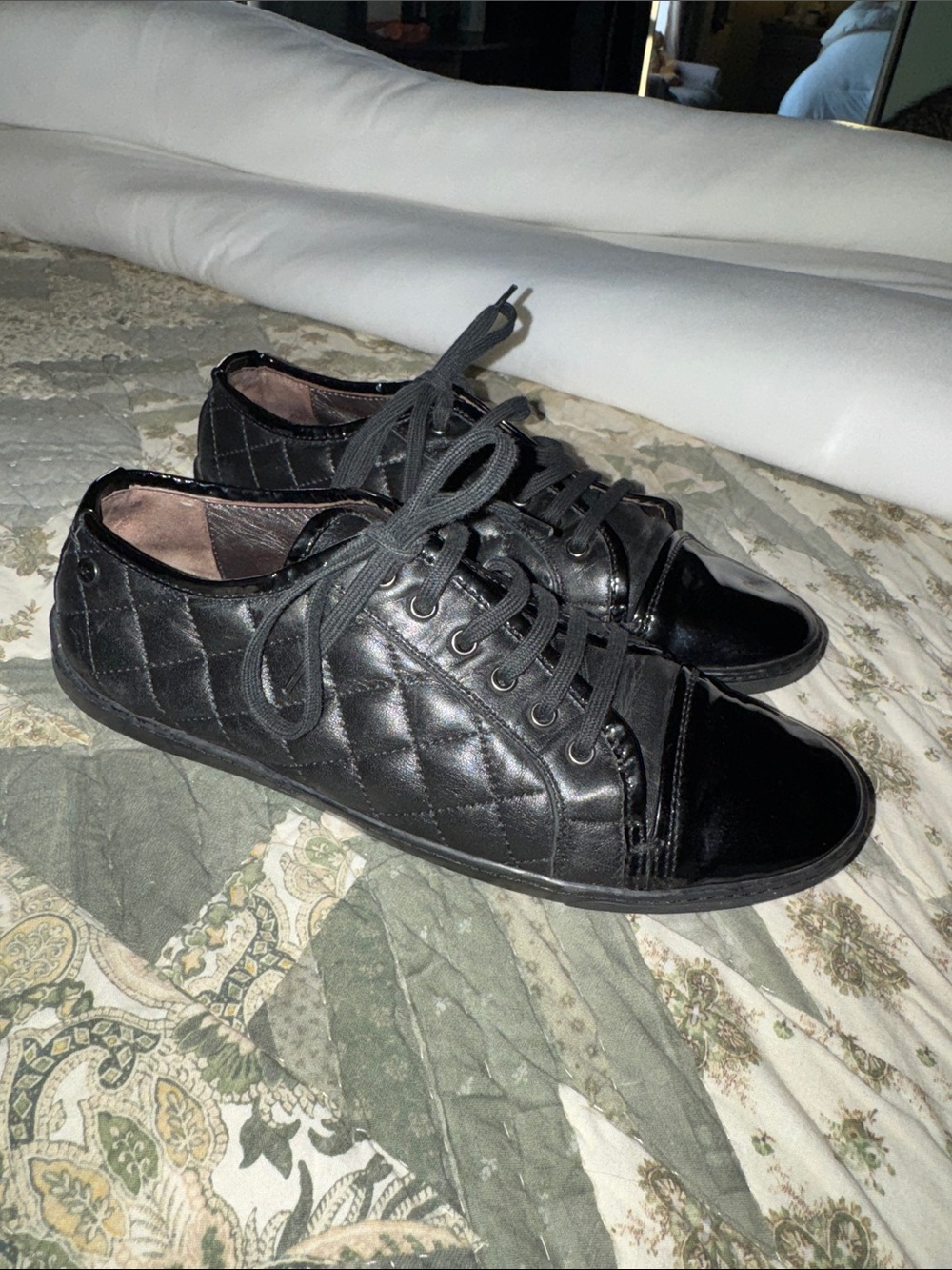 Attilio Giusti Leombruni Quilted Black Lace-Up Sneakers Size 10